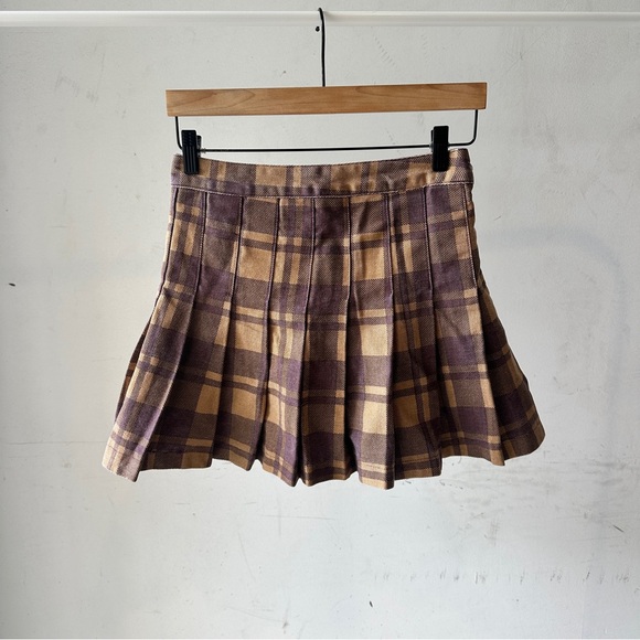 Signature8 Purple and Tan Checkered Mini Skirt - Picture 1 of 7